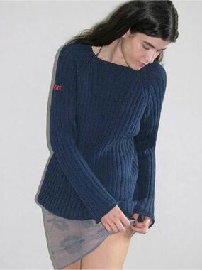 Paloma Wool Navy Ribbed Crew Neck Sweater